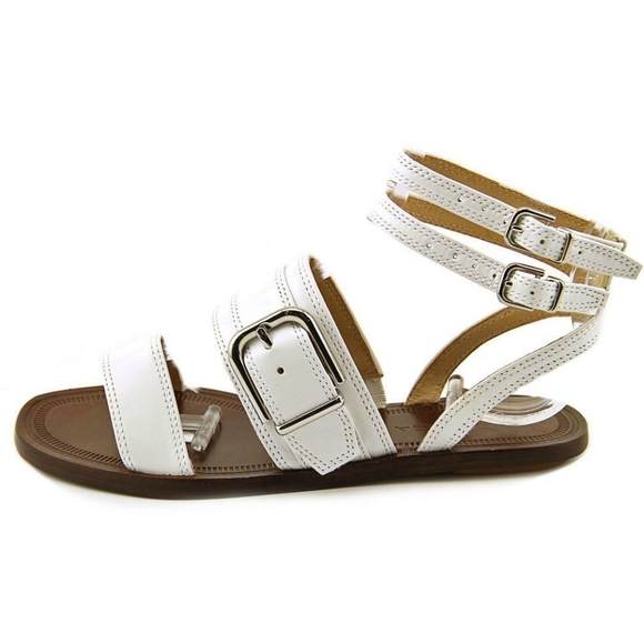 Via Spiga Sedana Sandals White Leather Buckle Size 7.5 - Picture 2 of 12